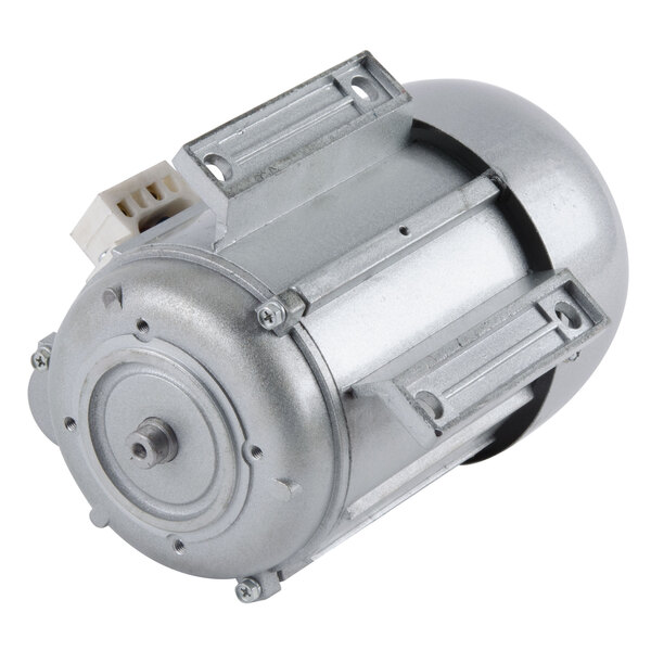 A small round metal electric motor.