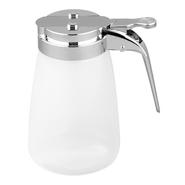 TableCraft PP10CP 10 oz. Polypropylene Modern Syrup Dispenser with Chrome Plated ABS Top - 12/Pack
