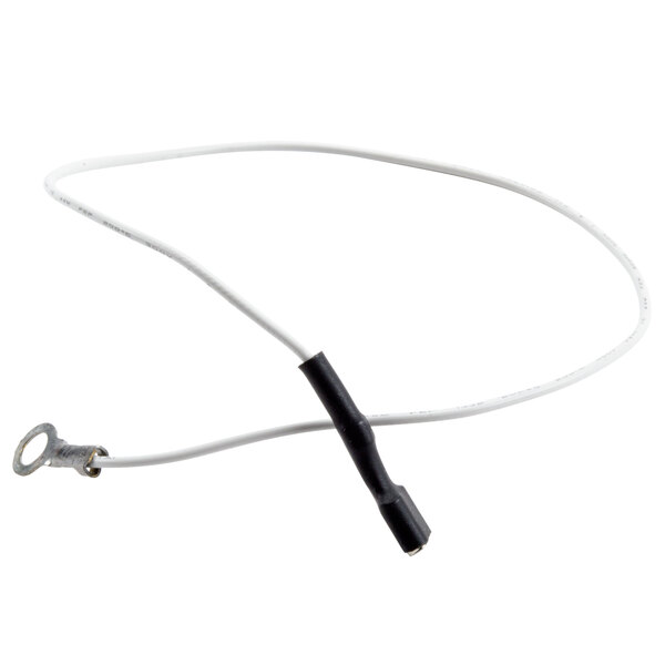 A white wire with a black connector on the end.