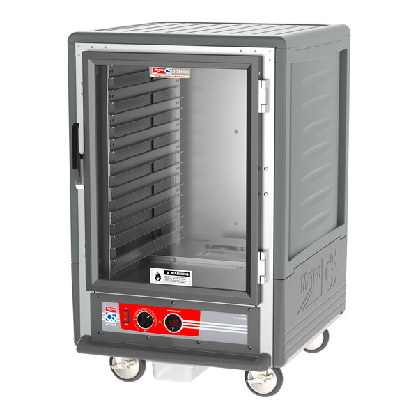 Metro C535-HLFC-L-GY C5 3 Series Insulated Low Wattage Half Size Heated Holding Cabinet with Lip Load Slides and Clear Door - Gray
