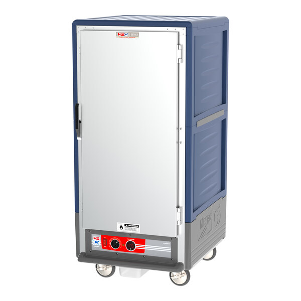 Metro C537-HLFS-L-BU C5 3 Series Insulated Low Wattage 3/4 Size Heated Holding Cabinet with Lip Load Aluminum Slides and Solid Door - Blue