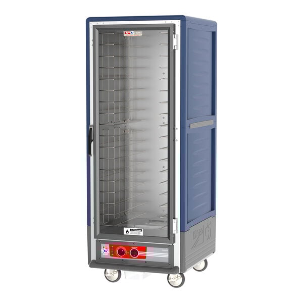 Metro C539-HLFC-4 C5 3 Series Insulated Low Wattage Full Size Hot Holding Cabinet with Fixed Wire Slides and Clear Door - Blue