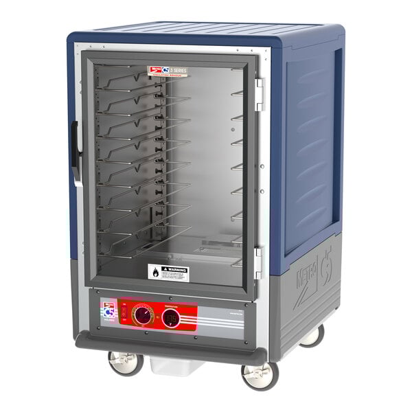 Metro C535-HLFC-U-BU C5 3 Series Insulated Low Wattage Half Size Heated Holding Cabinet with Universal Wire Slides and Clear Door - Blue