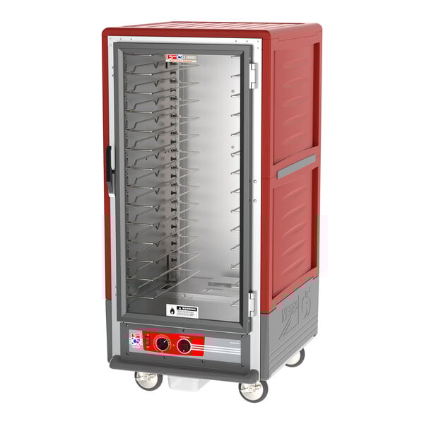 Metro C537-HLFC-U C5 3 Series Insulated Low Wattage 3/4 Size Heated Holding Cabinet with Universal Wire Slides and Clear Door - Red