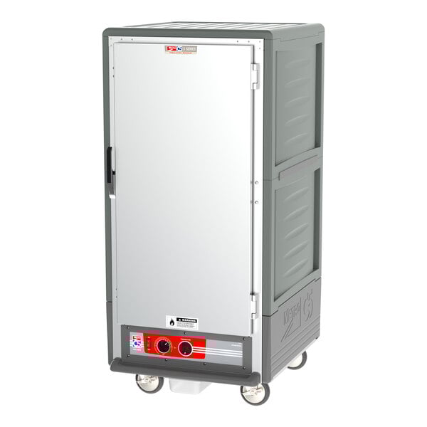 Metro C537-HLFS-4-GY C5 3 Series Insulated Low Wattage 3/4 Size Heated Holding Cabinet with Fixed Wire Slides and Solid Door - Gray