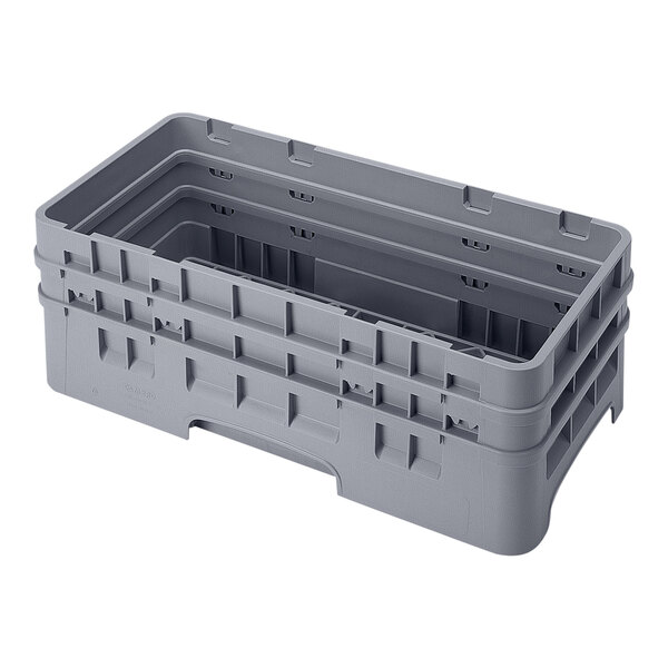 A gray plastic half-size open base rack with two extenders.