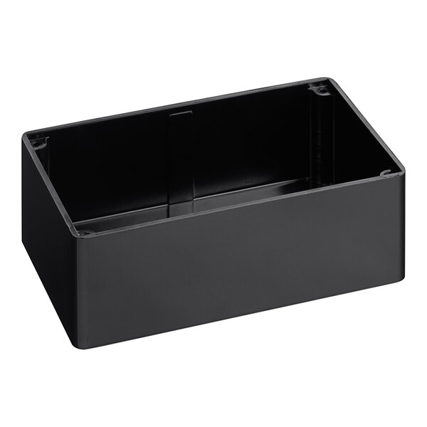 A black rectangular Bunn drip tray with a lid.