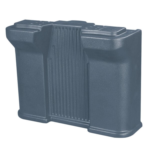 A Carlisle slate blue plastic leg for a portable food bar with a white background.