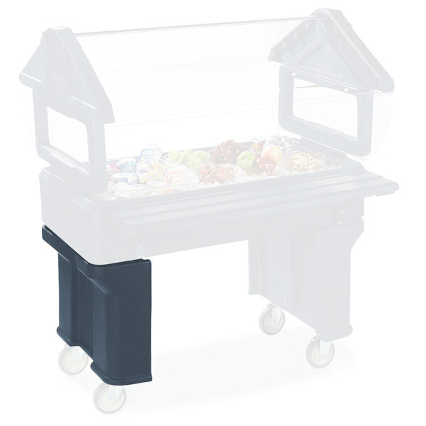 A Carlisle food bar leg on a table in a portable salad bar.