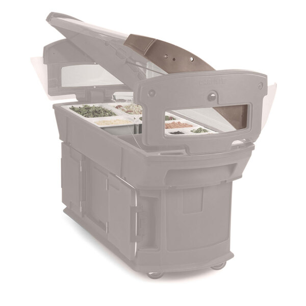 A Carlisle sneeze guard cap on a Maximizer food bar.