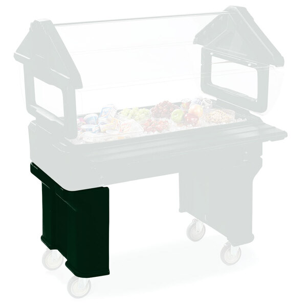 A Carlisle forest green leg for a "Six Star" portable food bar on a table in a salad bar.