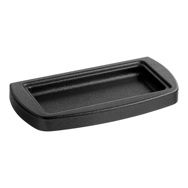 A black plastic drip tray with a handle.