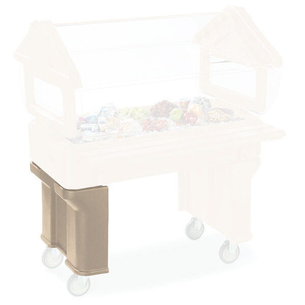 A Carlisle beige leg for a food display case on a table.