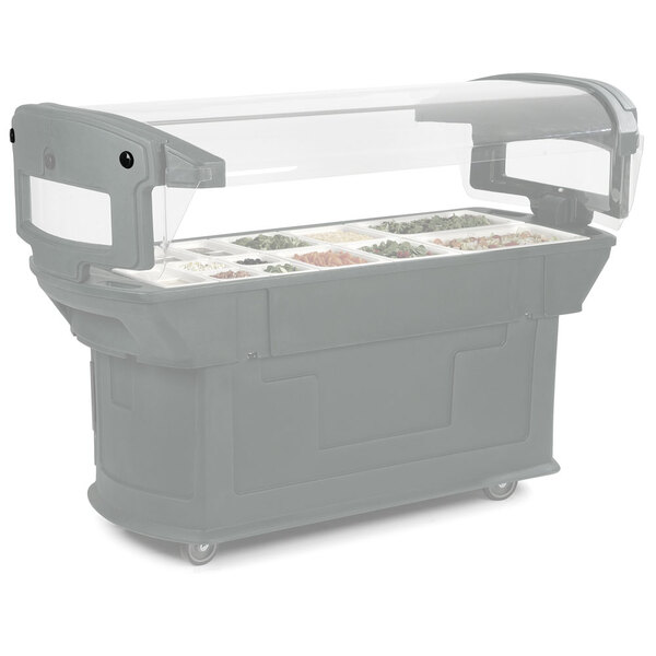 A Carlisle Post Knob on a food container with a clear cover.