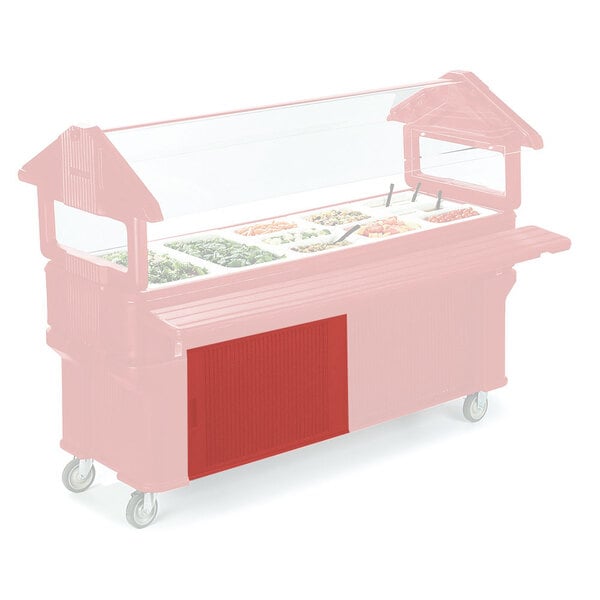 A Carlisle red door for a "Six Star" portable food bar on a counter in a salad bar.