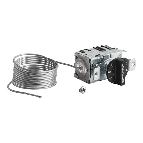 A True 800366 temperature controller, a small metal device with a wire and a metal tube.