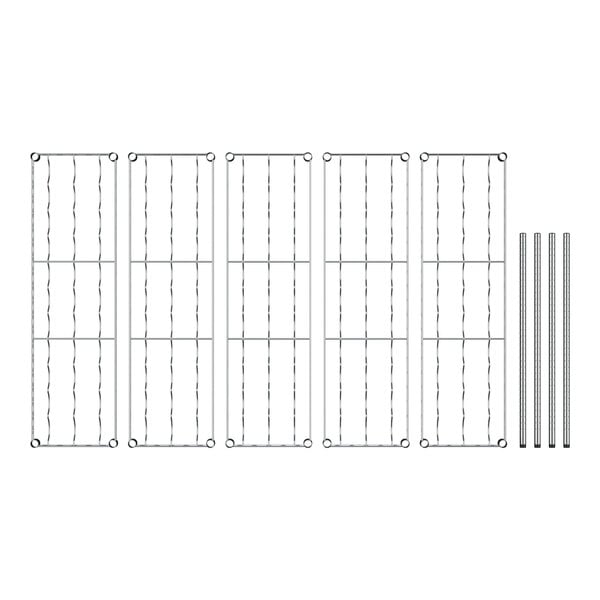 A white rectangular Regency wire wine rack with black lines on the shelves and posts.