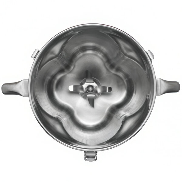 A Waring stainless steel blender container with a stainless steel lid.