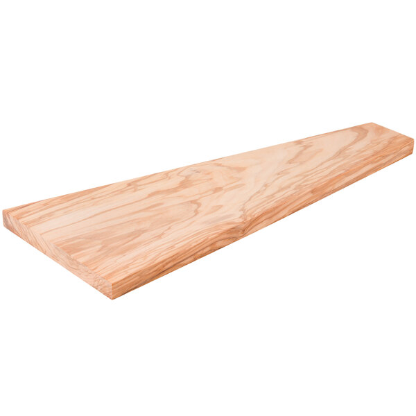 An American Metalcraft olive wood serving board on a white background.