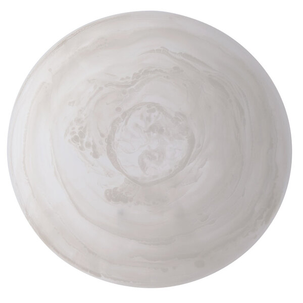 An American Metalcraft round platter with a white surface and a swirl.