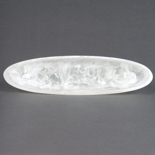 An American Metalcraft Translucence Collection white oval bowl.