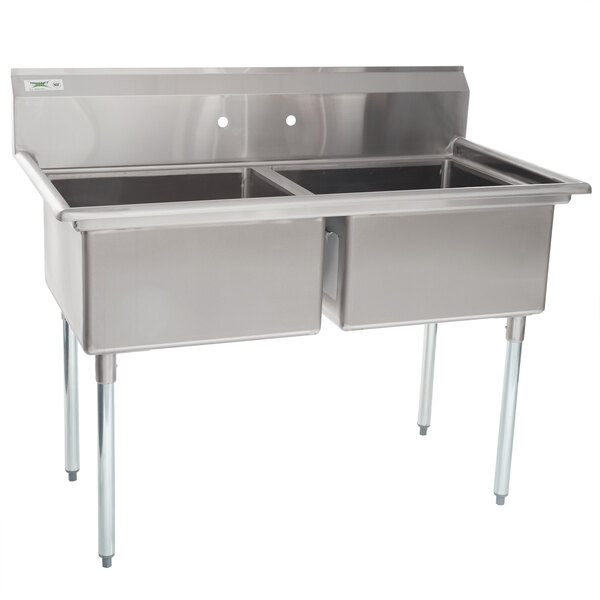 Regency 53 16 Gauge Stainless Steel Two Compartment Commercial Sink Without Drainboard 23 X 23 X 12 Bowls