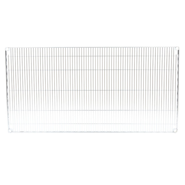 A close-up of a Metro Super Erecta chrome wire shelf.