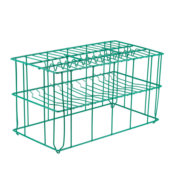 A green Microwire soup bowl rack with four shelves.