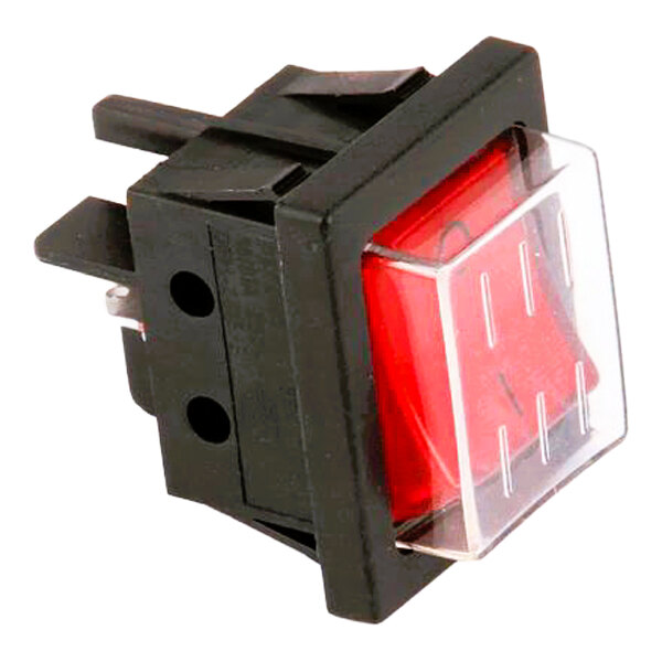 A rectangular black and red on/off switch for 240V panini grills.