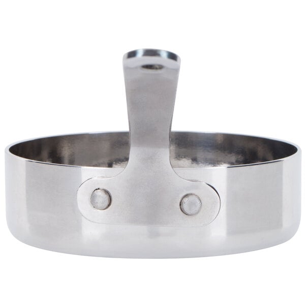 An American Metalcraft stainless steel fry pan with a metal handle.