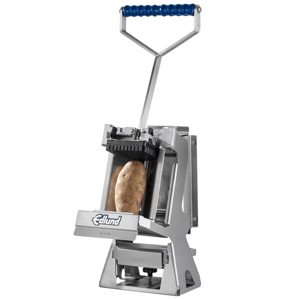 An Edlund Titan Max-Cut potato dicer with a blue handle.