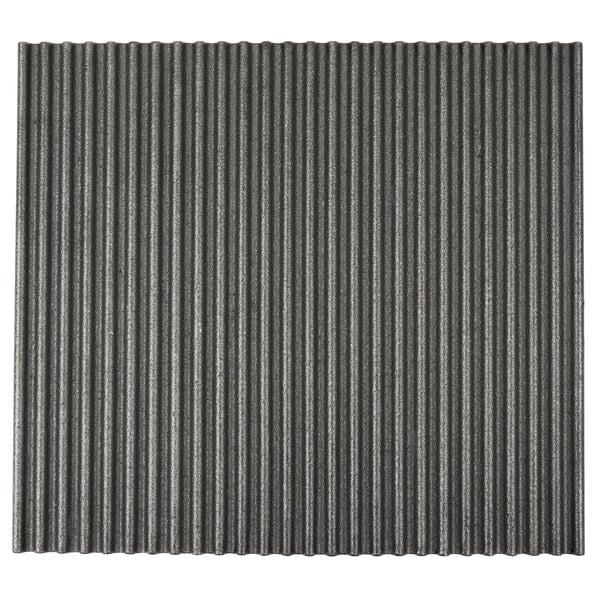 A grey corrugated metal surface with vertical lines.