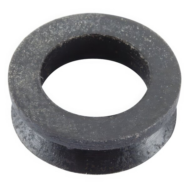 A black round Waring V seal with a hole in it.