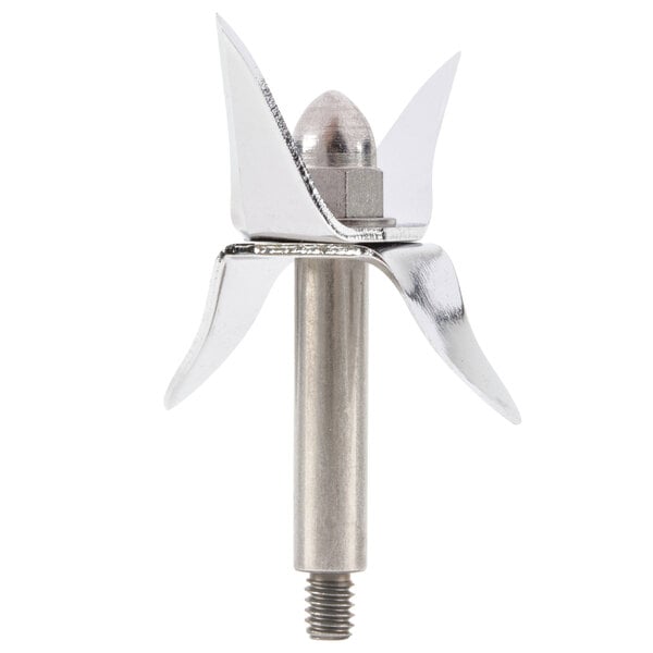 A silver metal Waring blade assembly with a screw on top.