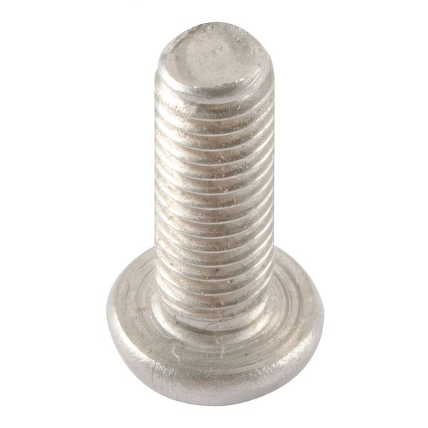 A close-up of a Waring screw with a metal head.
