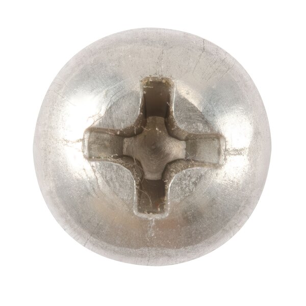 A close-up of a Waring metal screw with a cross in the middle.