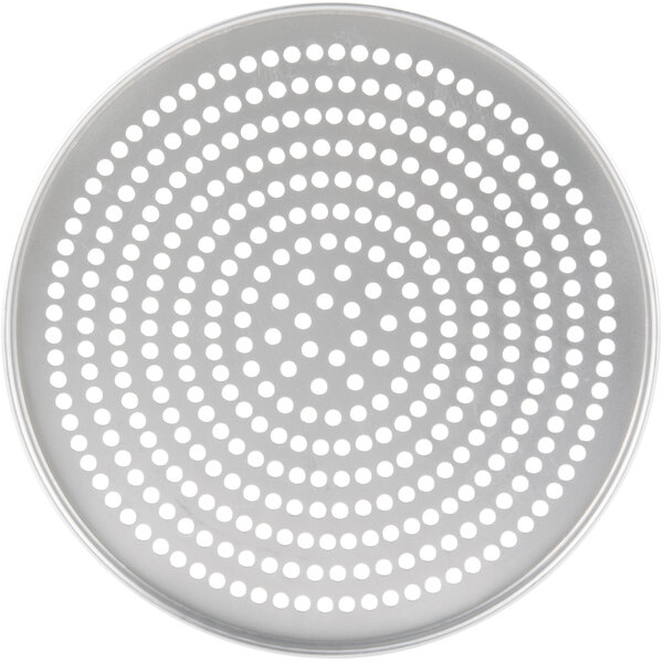An American Metalcraft Super Perforated pizza pan with a white background.