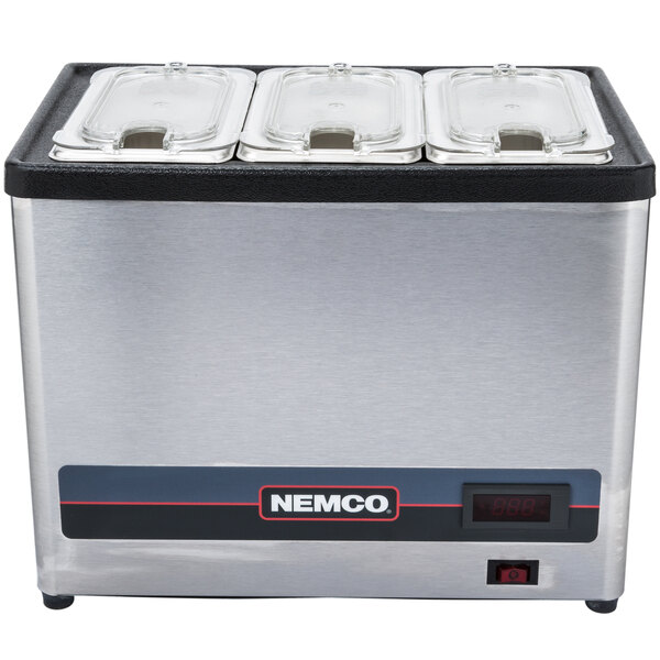 Nemco 9020 3 Countertop Cold Condiment Chiller With Three 1 9 Size