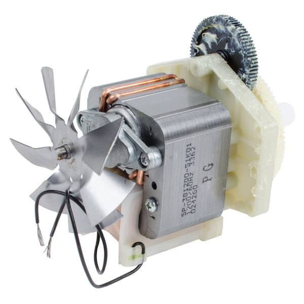 A small metal motor with a fan on top.