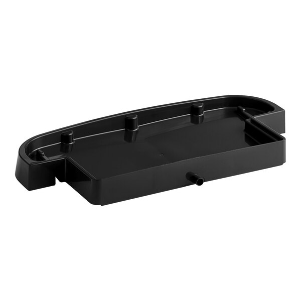 A black plastic drip tray with holes and a handle for Bunn hot beverage dispensers.