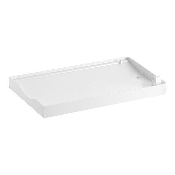 A white rectangular plastic tray with a handle.