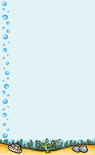 Menu paper with a white background and a blue bubbles border.