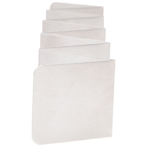 An American Metalcraft stainless steel taco holder with four or five compartments.