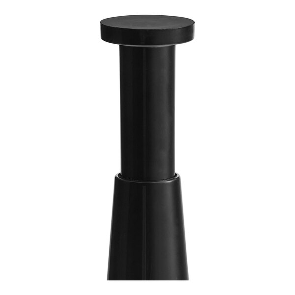 A black metal tube with a round black cap.