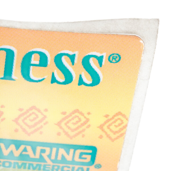 A close up of a Waring MMB142 nameplate.