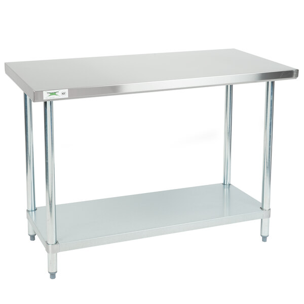 Regency 24 X 48 18 Gauge 304 Stainless Steel Commercial Work Table With Galvanized Legs And Undershelf