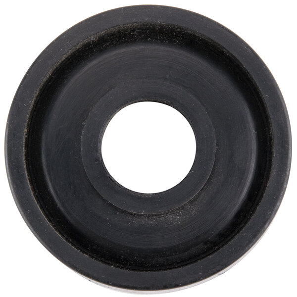 A black rubber circle with a hole in the middle.