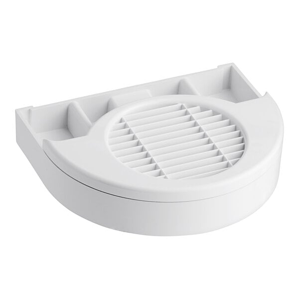 A white plastic Bunn drip tray cover with a vent.