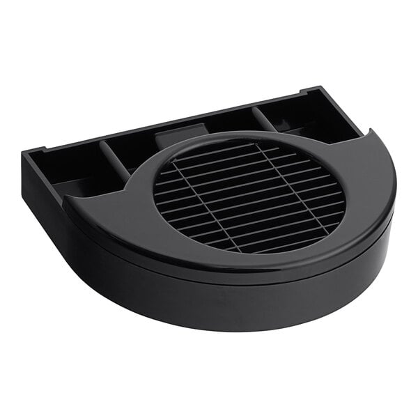 A black plastic tray with a grid and vent for a Bunn Ultra-1 Frozen Beverage System.