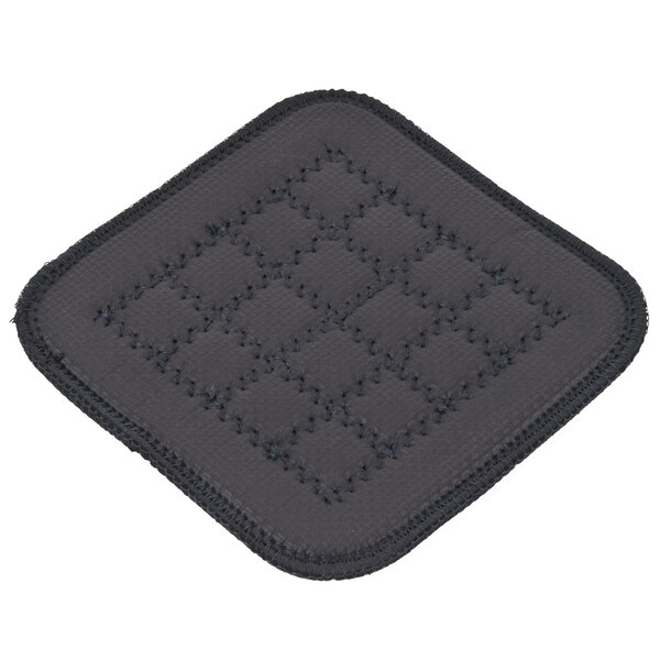 A black square San Jamar UltiGrips hot pad with a stitched pattern.